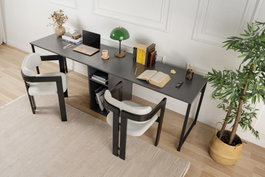 Nordure Twin Study Desk, Antracita y Negro